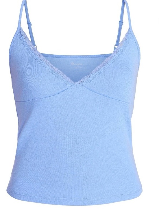 Tops - Light‎ Blue Lace Trim Cami Top